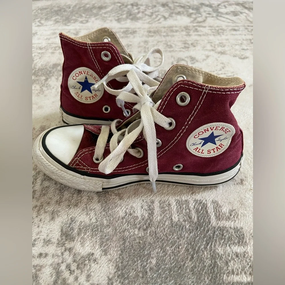Kids Maroon Converse High-Tops Sneakers Sz 11 - Picture 6 of 10